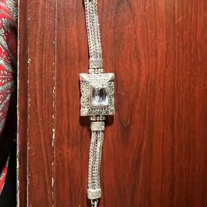 Silver Bracelet with Clear Gemstone